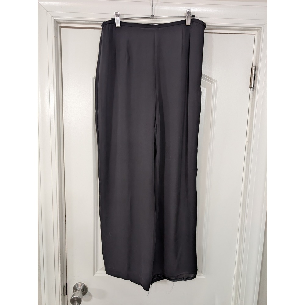 Talbots‎ Petites Black Silk Wide Leg Palazzo Pants women's 12 vintage minimalist
